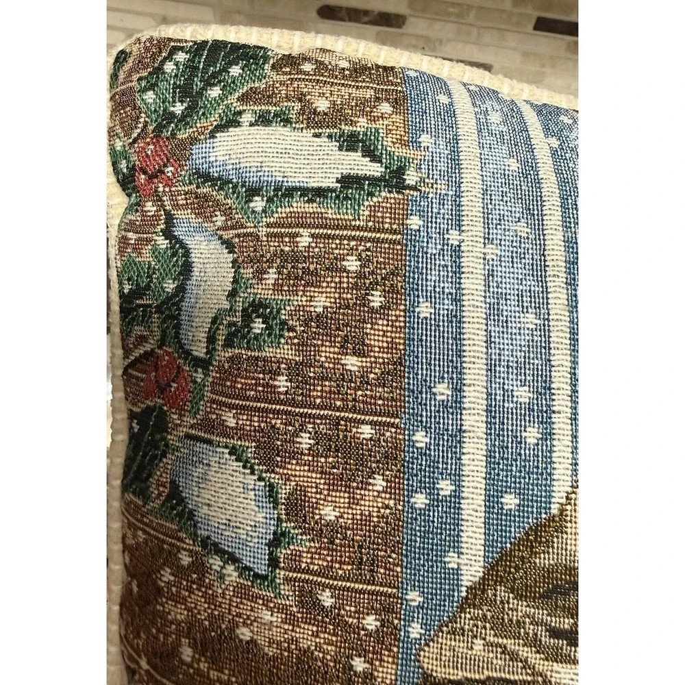 Vintage Holiday Pillow Anne Mortimer Tapestry Cat At Windowsill 12